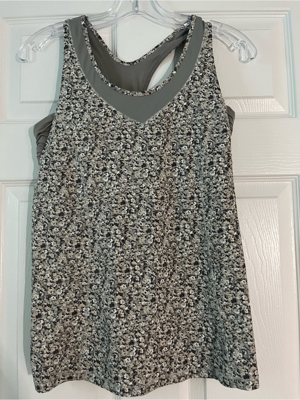 lululemon athletica Gray Floral Racerback Tank